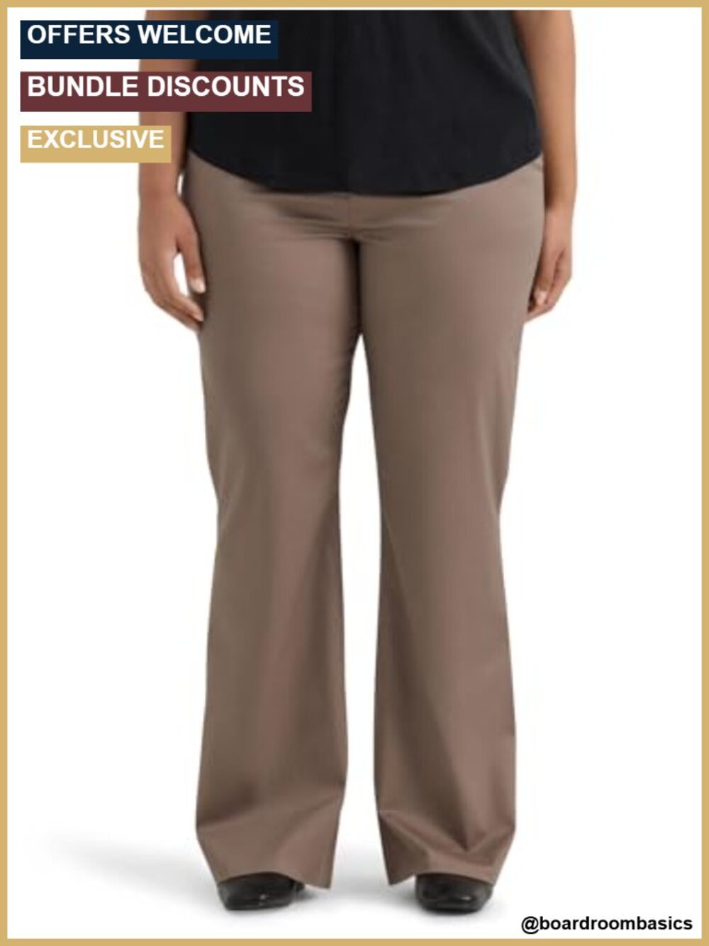 Plus Size Wrinkle Free Mid Rise Bootcut Pants Stretch Slacks Workwear